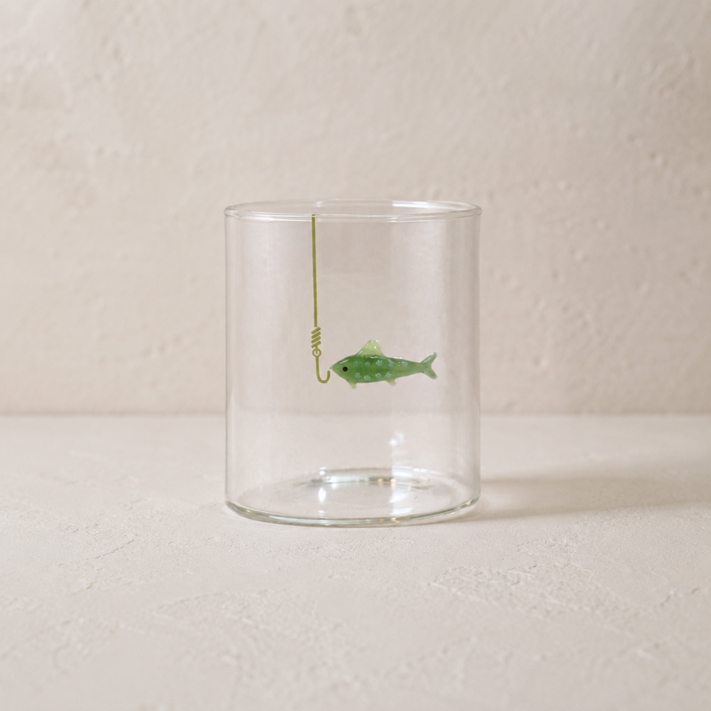 Fish-on-Hook Drinking Glass