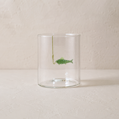 Fish-on-Hook Drinking Glass