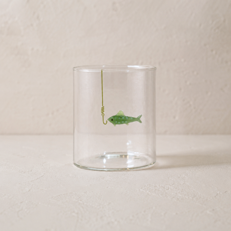 Fish-on-Hook Drinking Glass