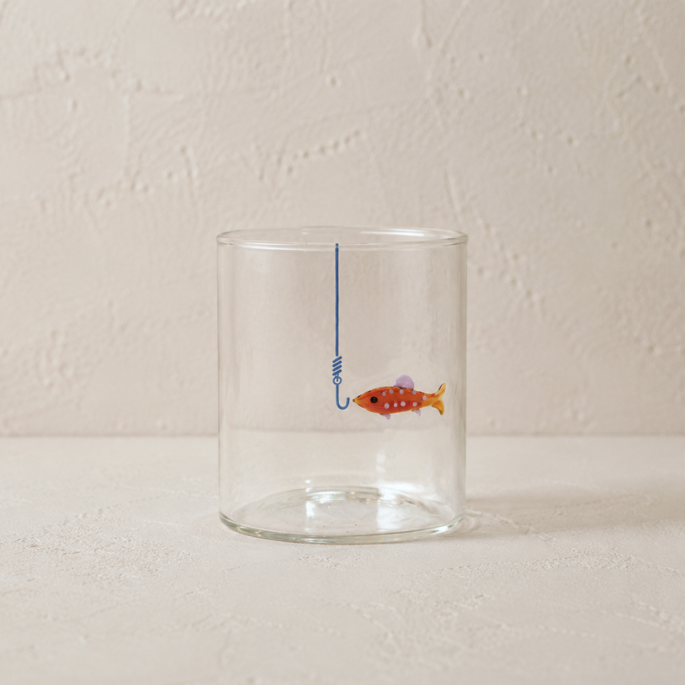 Fish-on-Hook Drinking Glass