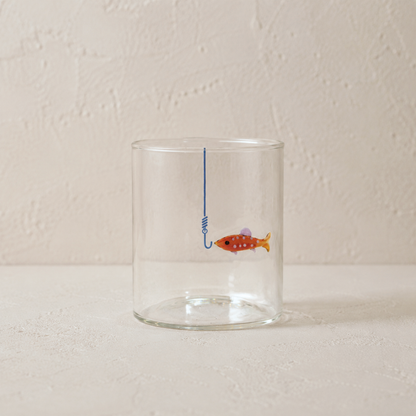Fish-on-Hook Drinking Glass