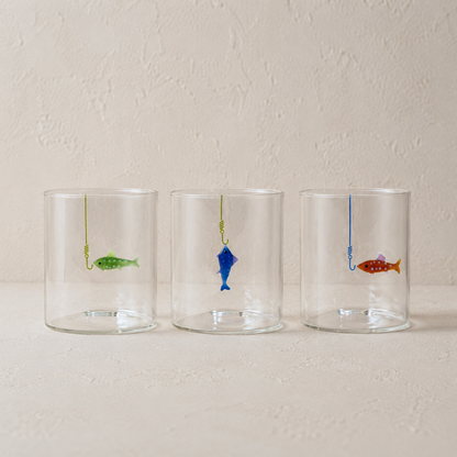 Fish-on-Hook Drinking Glass