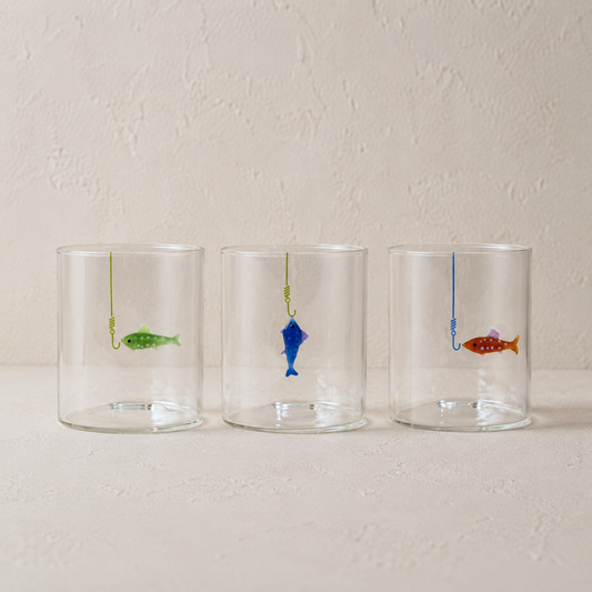 Fish-on-Hook Drinking Glass