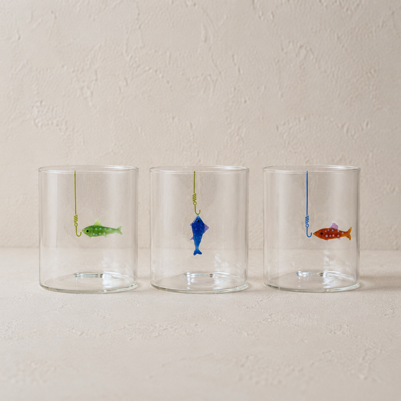 Fish-on-Hook Drinking Glass