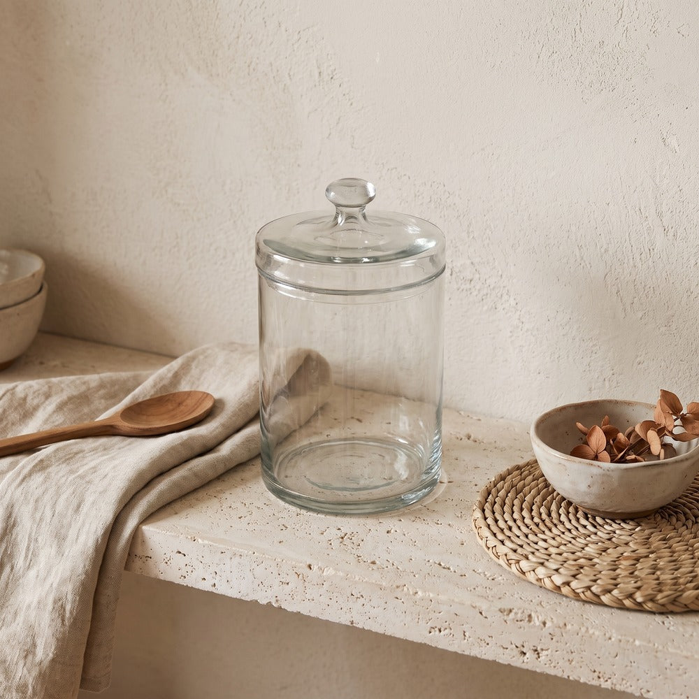 Glass Jar with Lid, Small, styled at home