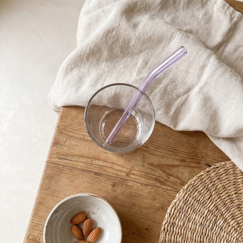 Glass Straw, Lilac, Bent, styled at home