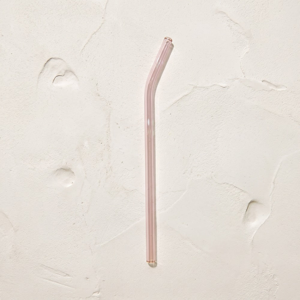 Glass Straw, Pink, Bent