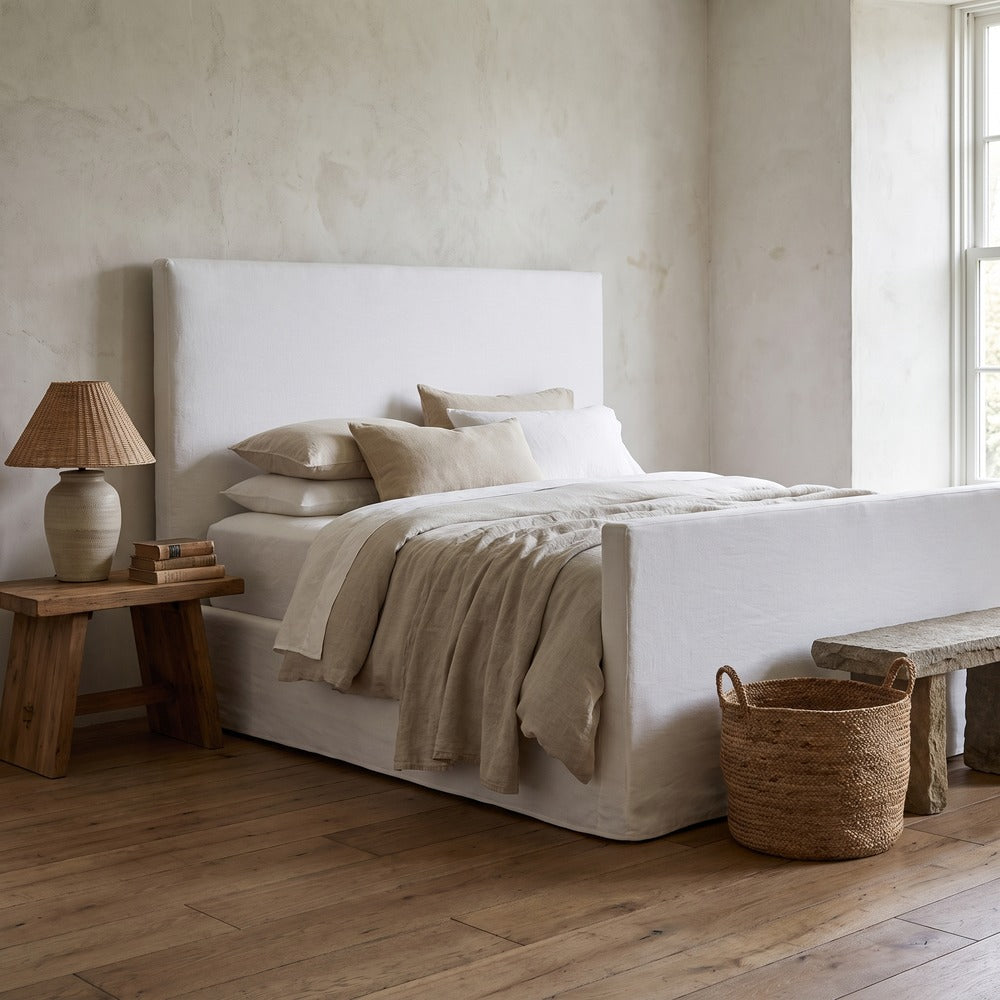Glenwood Slipcovered Bed, styled at home