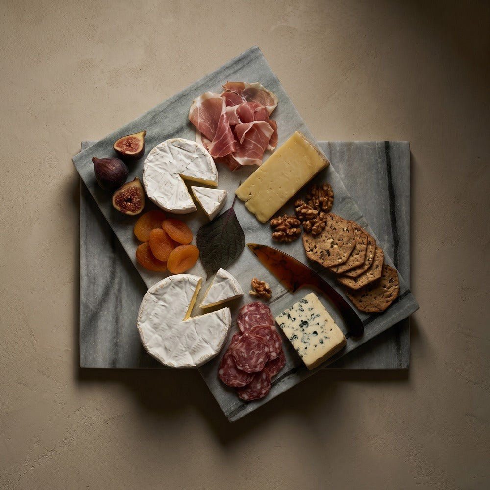 Ash Marble Cheese Board, styled at home