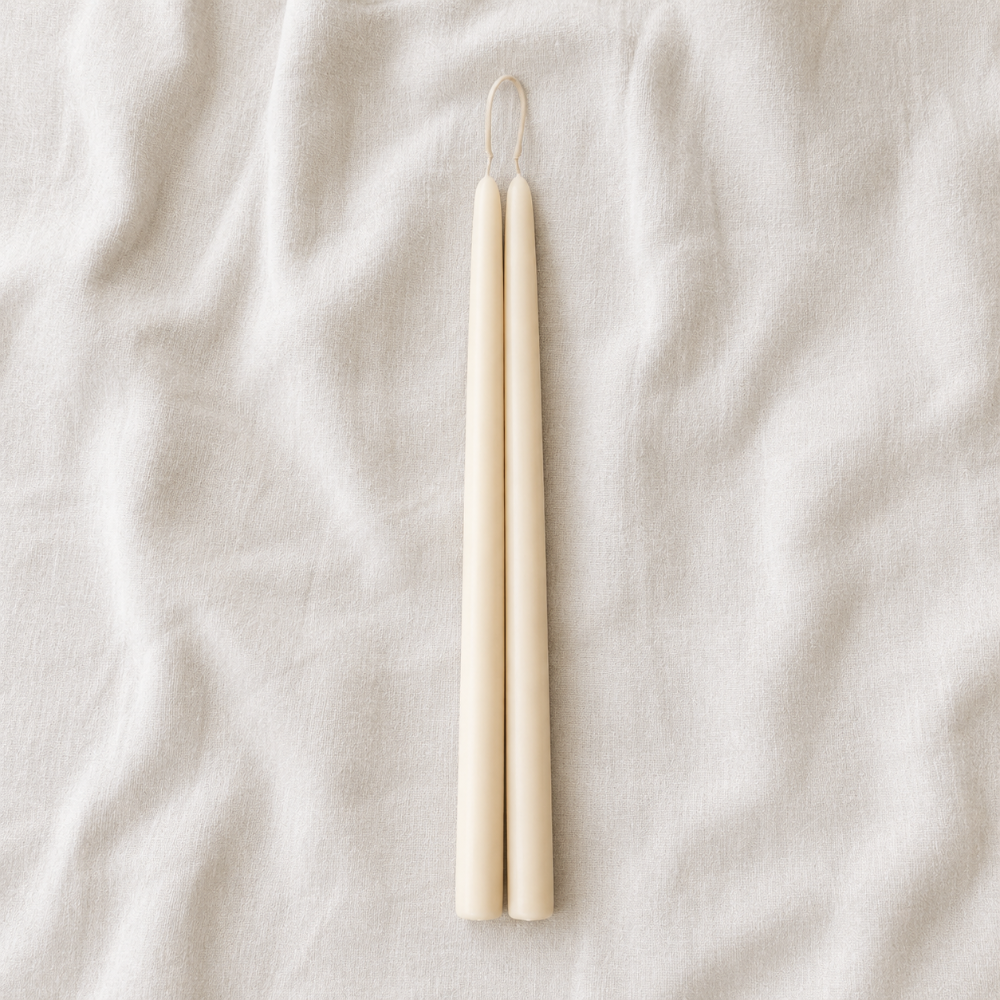 Hand-Dipped Beeswax Taper Candles