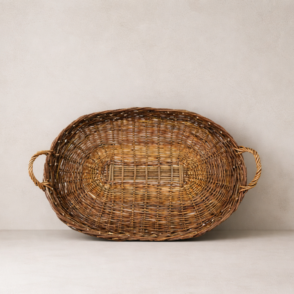 Handwoven Wicker Handle Tray