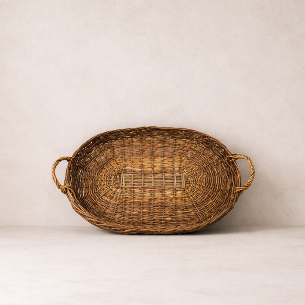 Handwoven Wicker Handle Tray