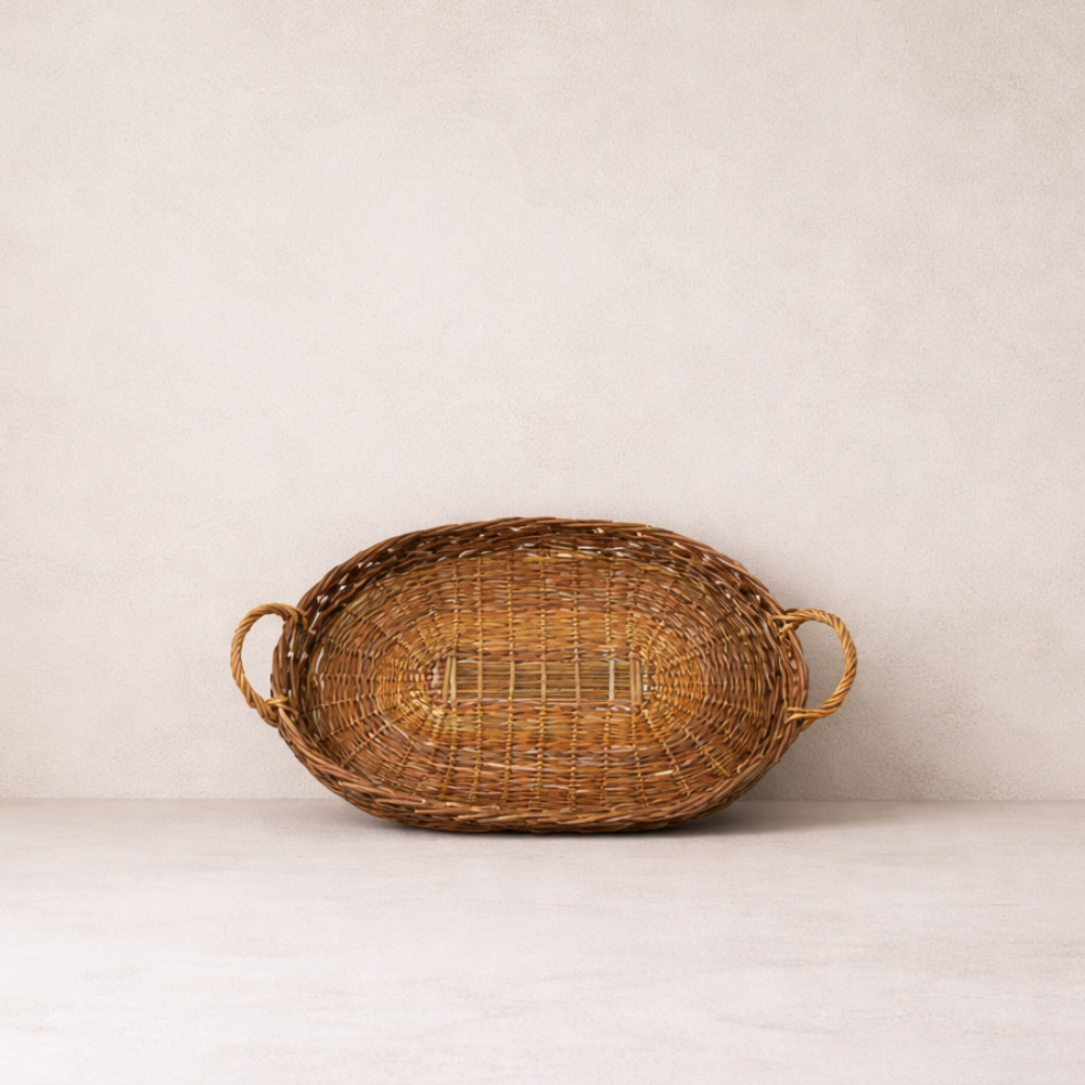 Handwoven Wicker Handle Tray