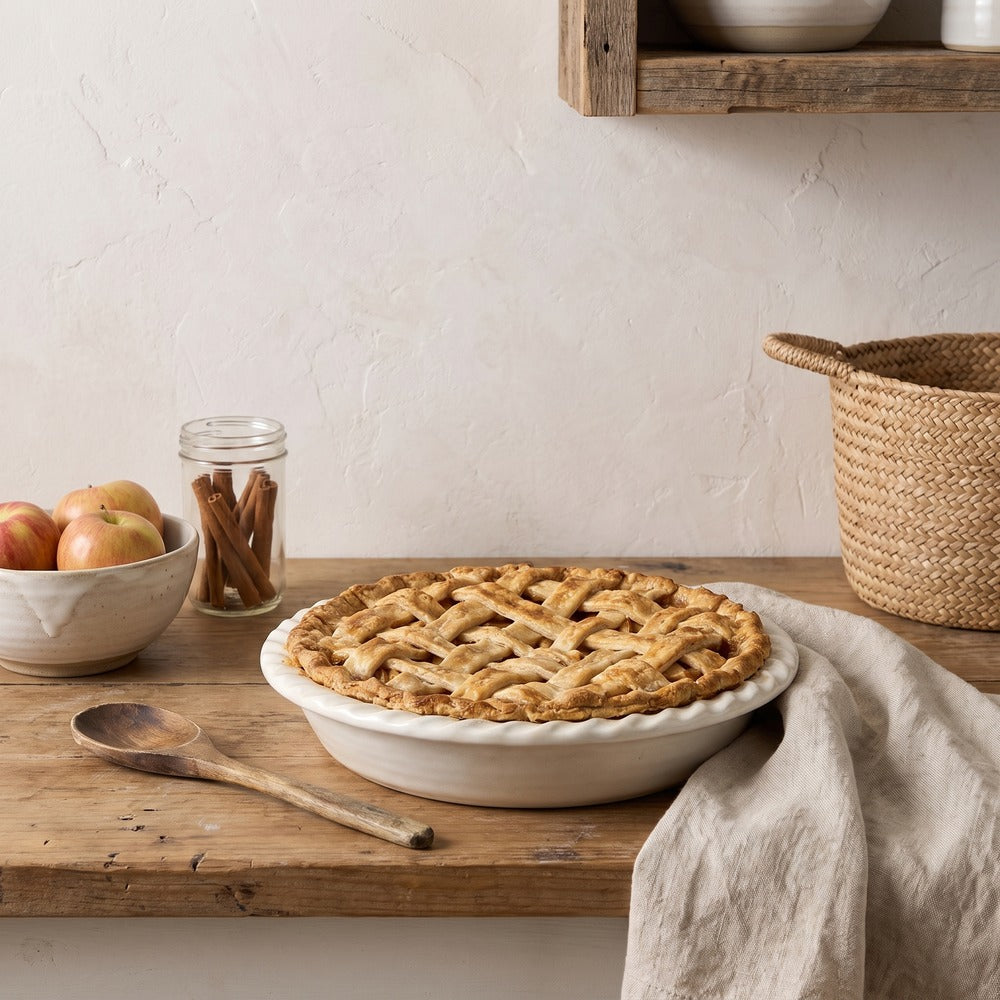 Heirloom Ivory Pie Plate, styled at home