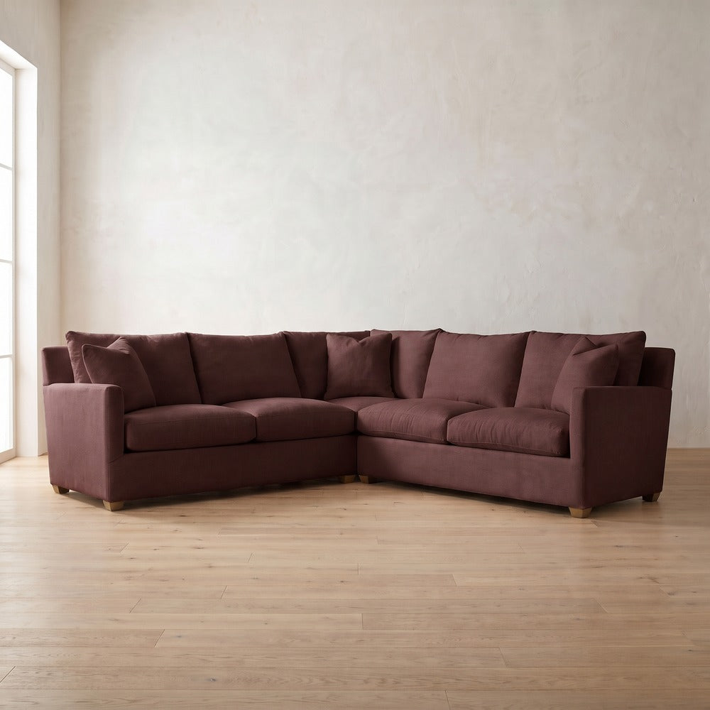 Lilah Sectional (L corner shown) in Burgundy Linen