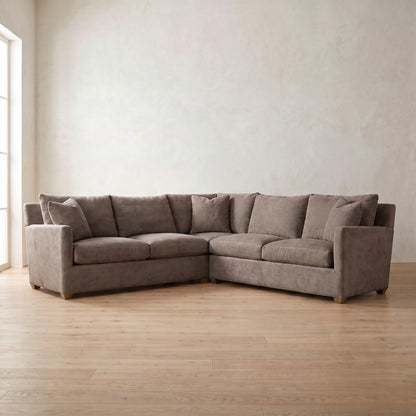 Lilah Sectional (L corner shown) in Charcoal Brown Performance Chenille