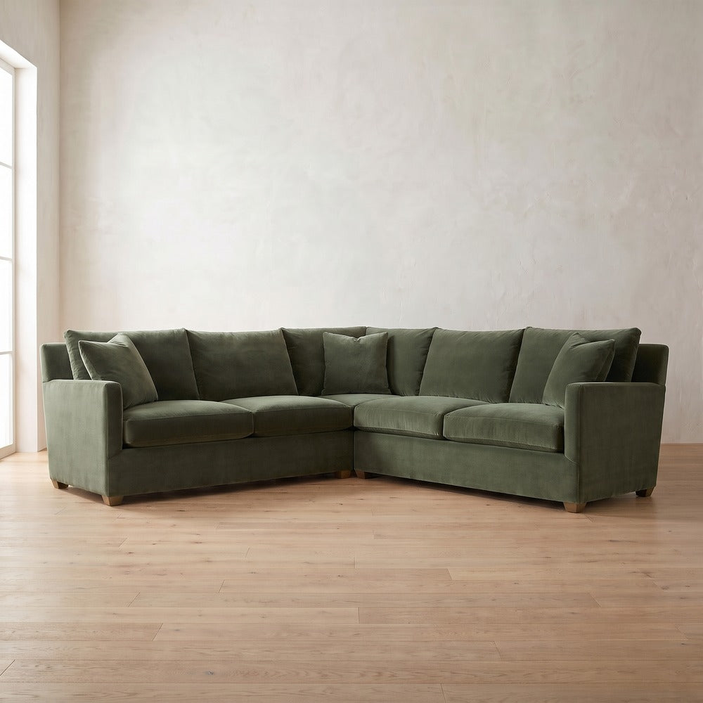 Lilah Sectional (L corner shown) in Sage Velvet