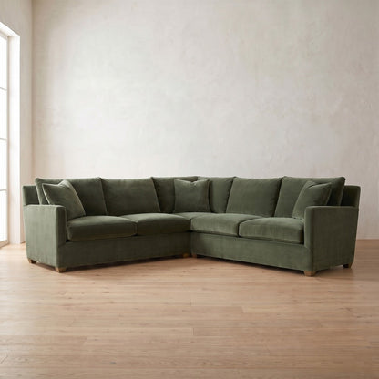 Lilah Sectional (L corner shown) in Sage Velvet