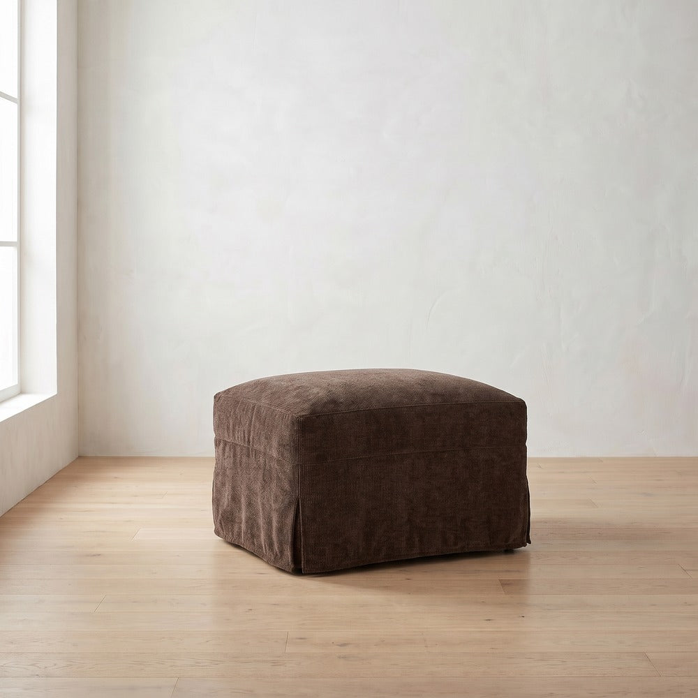 Lilah Ottoman in Bark Chenille