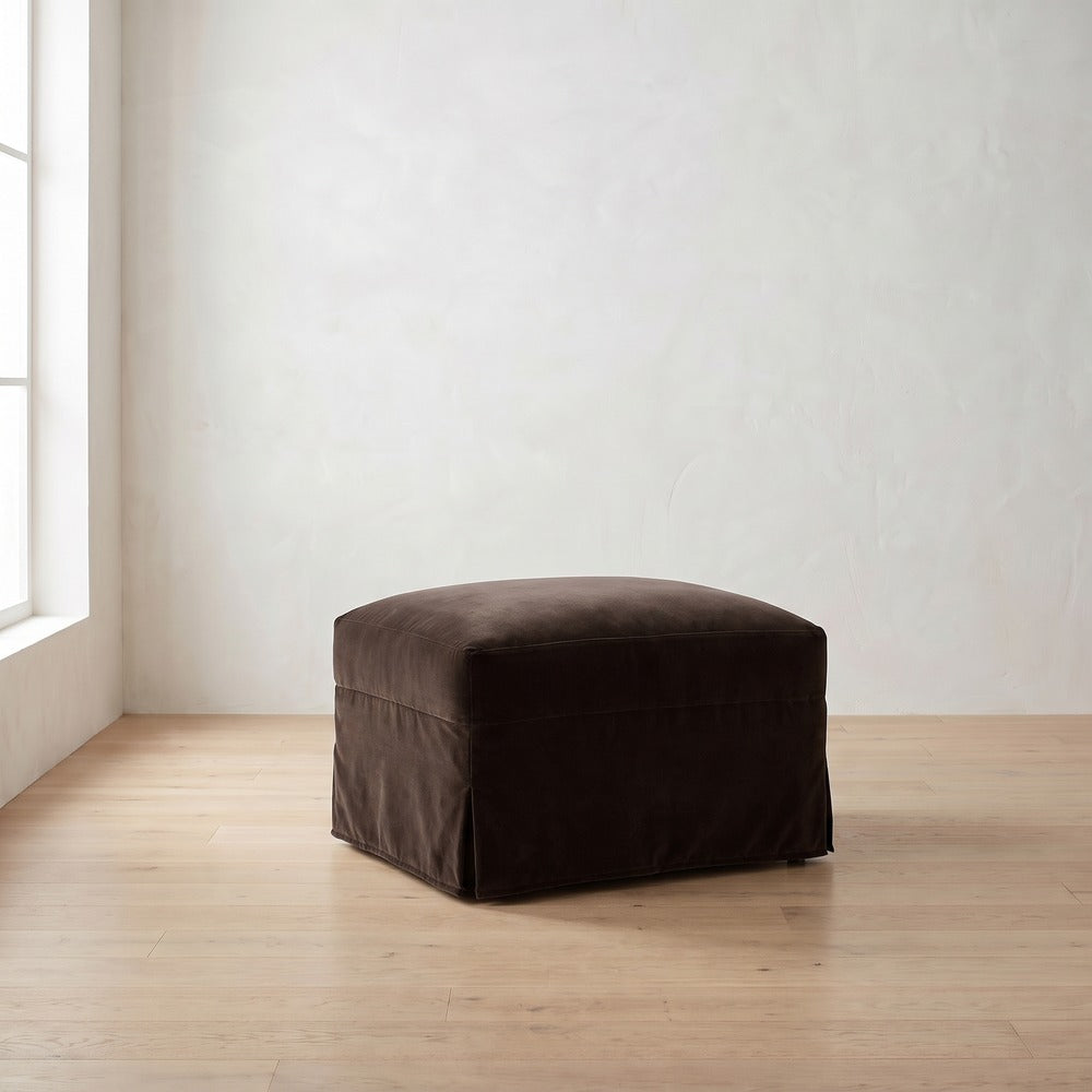 Lilah Ottoman in Bark Velvet