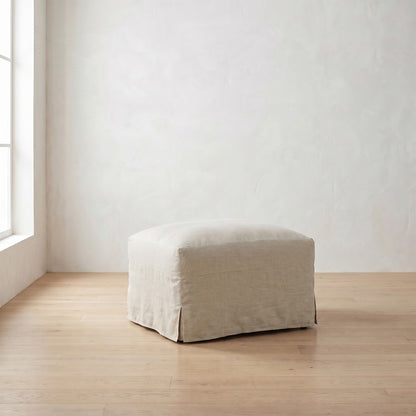 Lilah Ottoman in Natural Linen