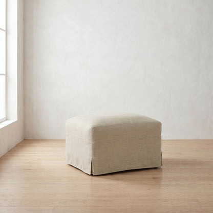 Lilah Ottoman in Natural Performance Linen