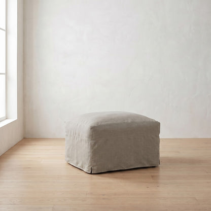 Lilah Ottoman in Putty Linen