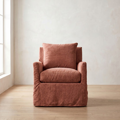 Lilah Slipcover Chair in Brick Chenille