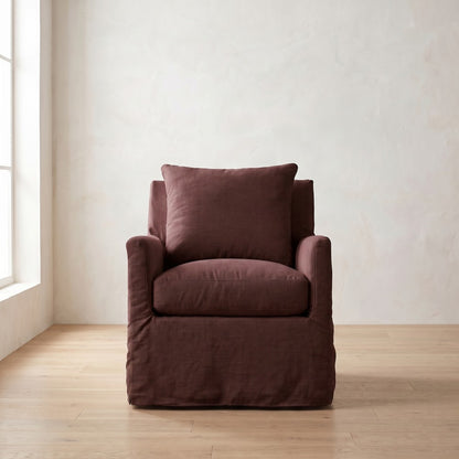 Lilah Slipcover Chair in Burgundy Linen
