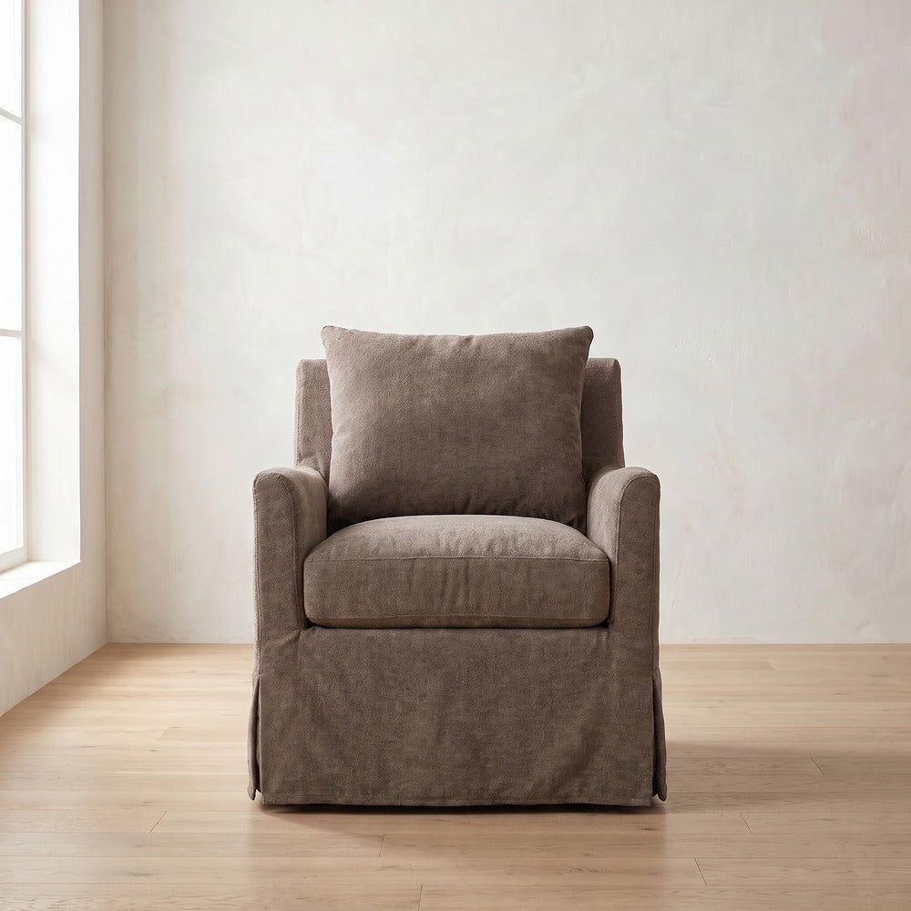 Lilah Slipcover Chair in Charcoal Brown Performance Chenille