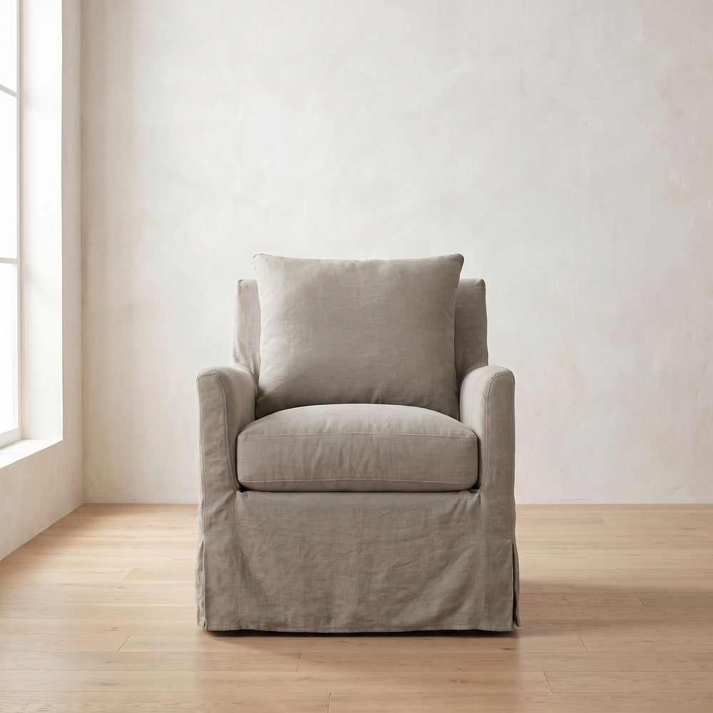 Lilah Slipcover Chair in Putty Linen