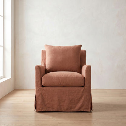 Lilah Slipcover Chair in Terracotta Linen