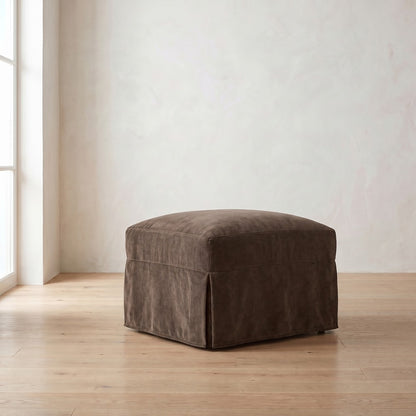 Lilah Slipcover Ottoman in Bark Chenille