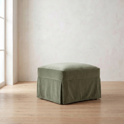 Lilah Slipcover Ottoman in Sage Velvet