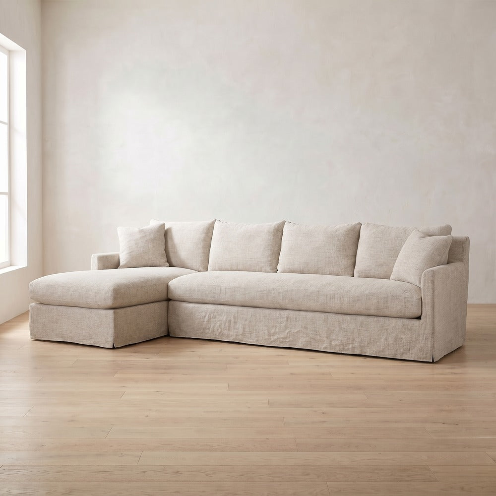 Lilah Slipcover Sectional (chaise shown), styled at home