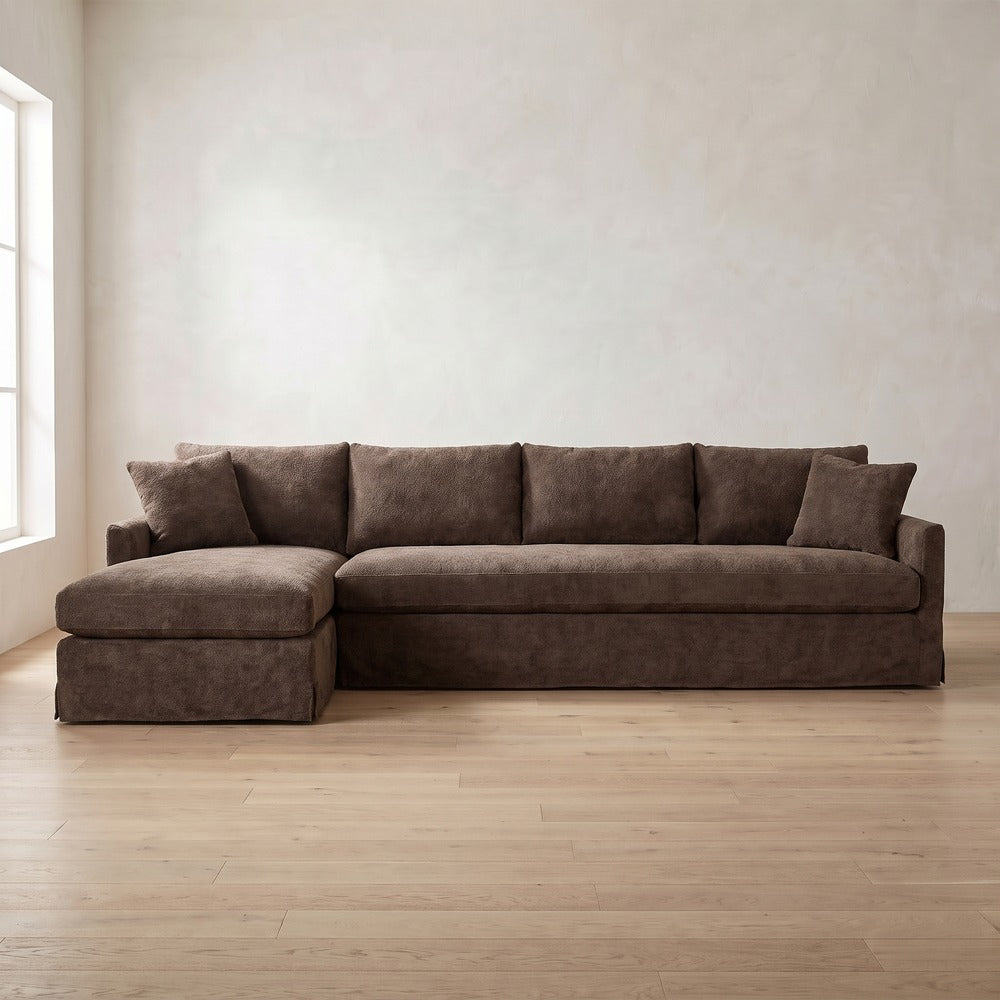 Lilah Slipcover Sectional (chaise shown) in Bark Chenille