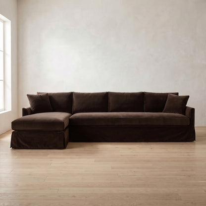 Lilah Slipcover Sectional (chaise shown) in Bark Velvet