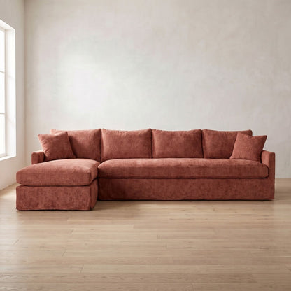 Lilah Slipcover Sectional (chaise shown) in Brick Chenille