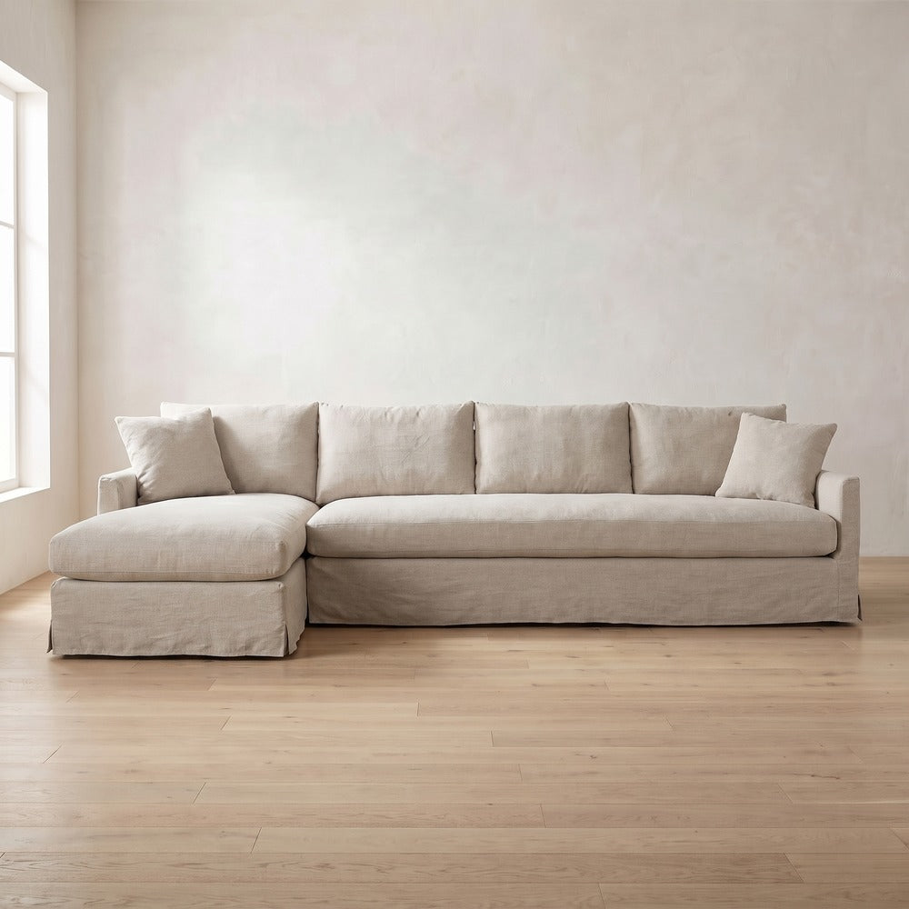 Lilah Slipcover Sectional (chaise shown) in Natural Linen