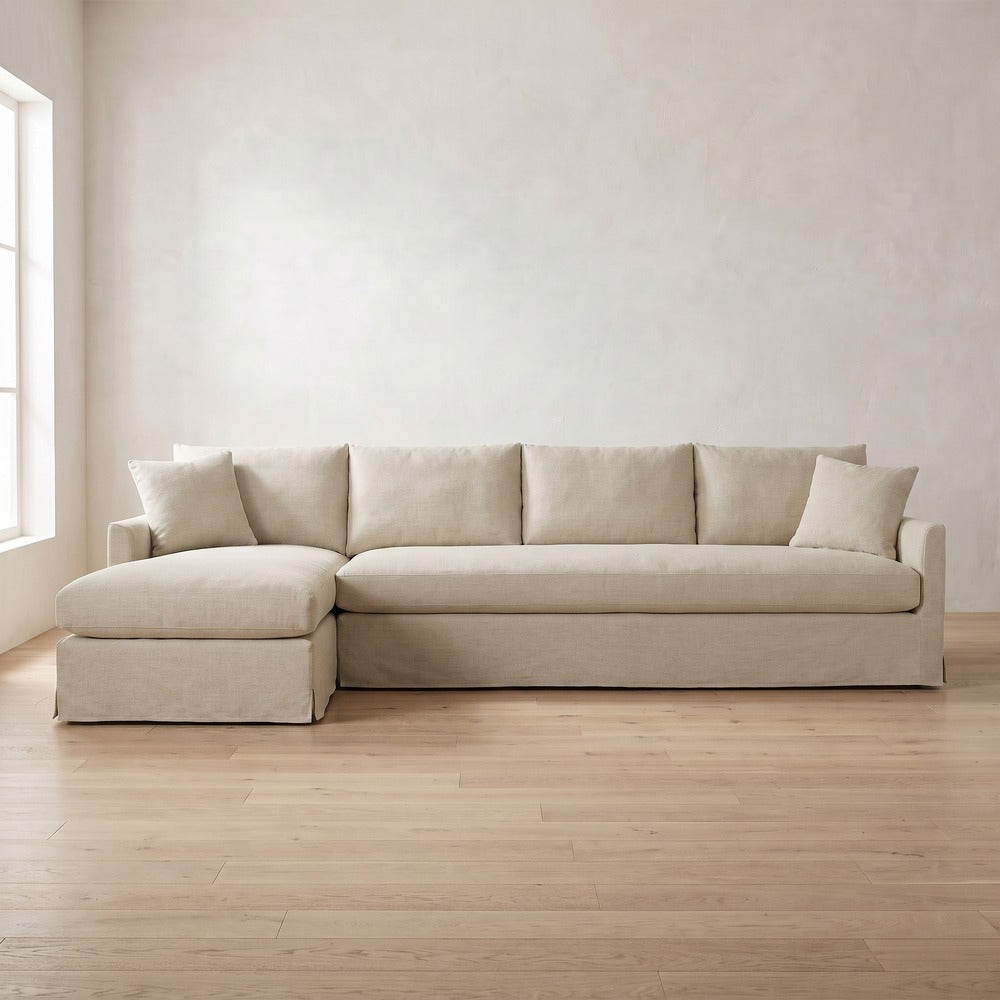 Lilah Slipcover Sectional (chaise shown) in Natural Performance Linen