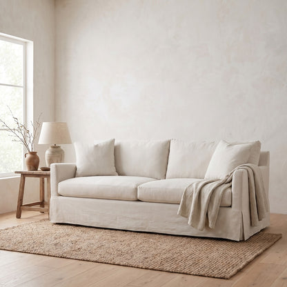 Lilah Slipcover Sleeper Sofa, styled at home
