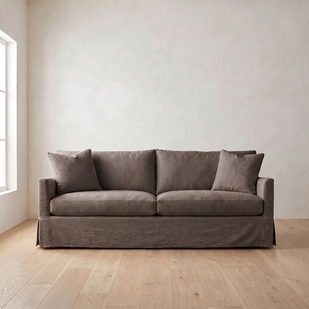 Lilah Slipcover Sleeper Sofa in Charcoal Brown Performance Chenille