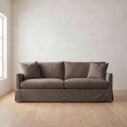 Lilah Slipcover Sleeper Sofa in Charcoal Brown Performance Chenille