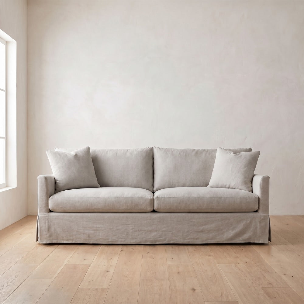 Lilah Slipcover Sleeper Sofa in Natural Linen