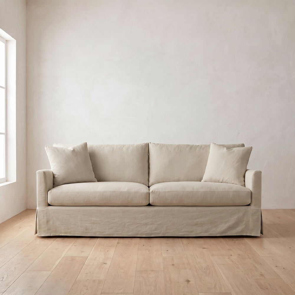 Lilah Slipcover Sleeper Sofa in Natural Performance Linen