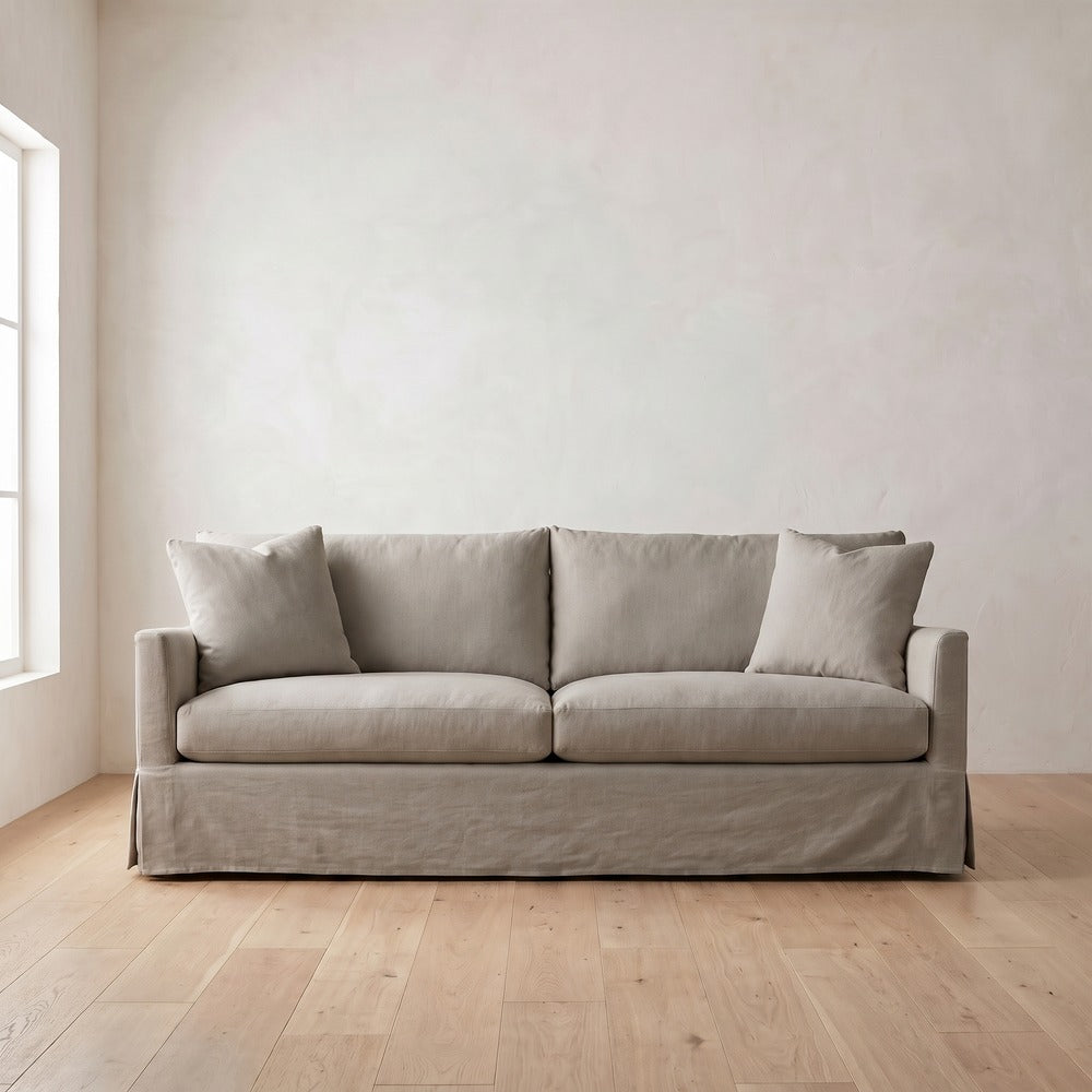 Lilah Slipcover Sleeper Sofa in Putty Linen