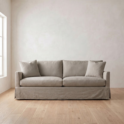 Lilah Slipcover Sleeper Sofa in Putty Linen