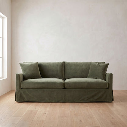 Lilah Slipcover Sleeper Sofa in Sage Velvet
