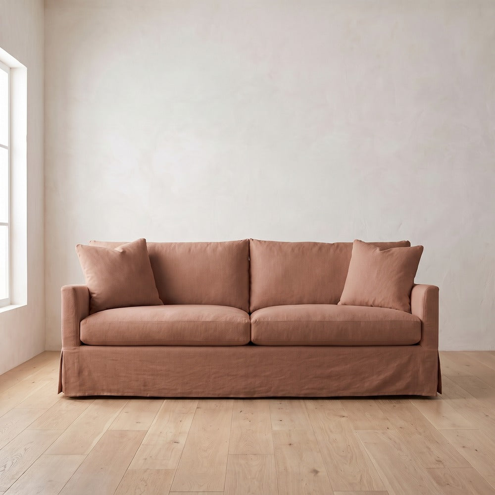 Lilah Slipcover Sleeper Sofa in Terracotta Linen