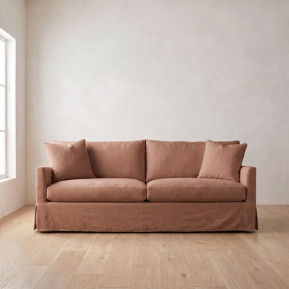 Lilah Slipcover Sleeper Sofa in Terracotta Linen